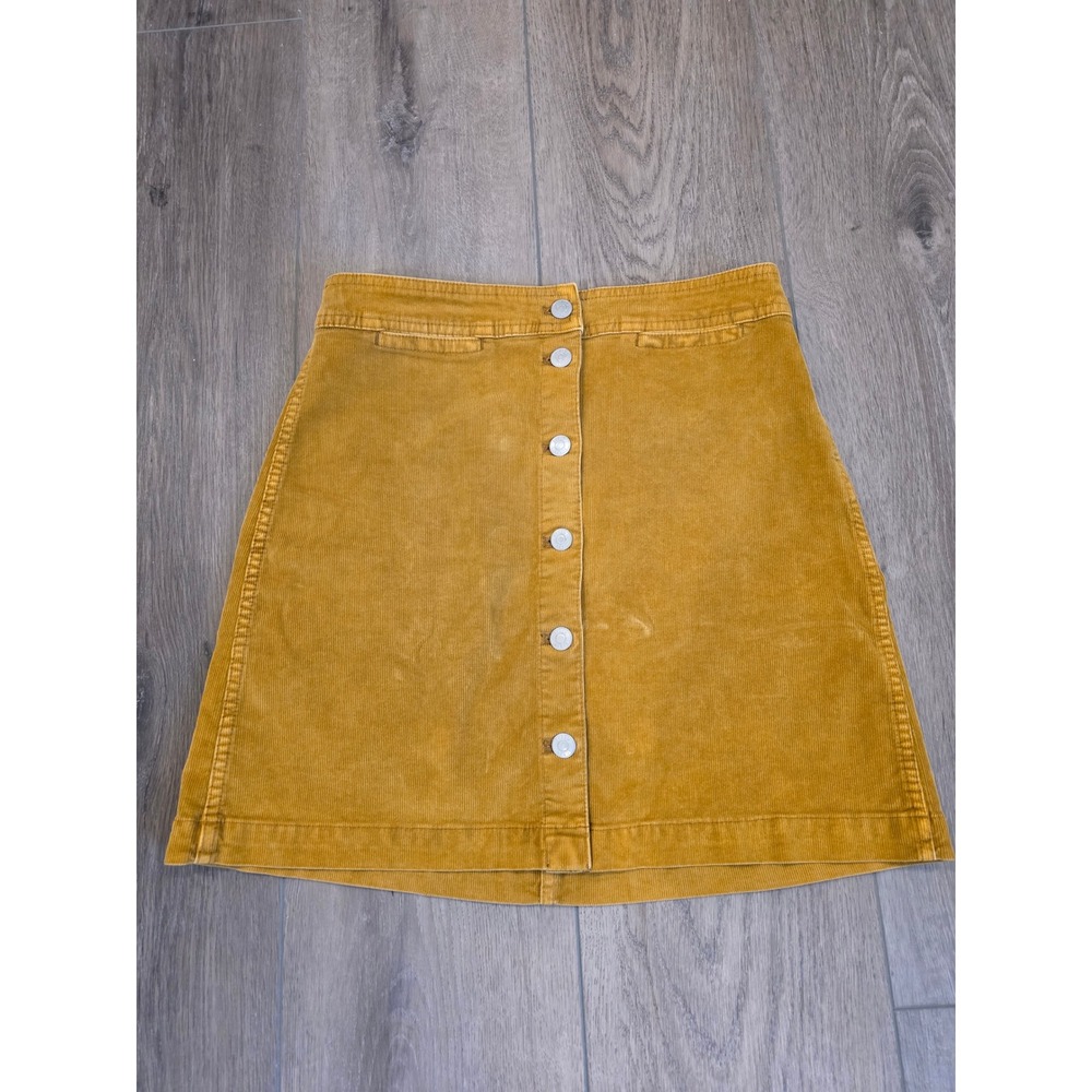 J. Crew Woman's Size‎ 26 Button down Corduroy Skirt Mustard Yellow Gold Fall